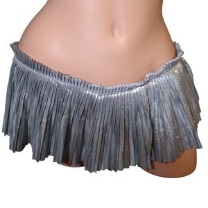 Savage X Fenty Metallic Pleated Ruffle Skirt Silver Lingerie Festival NWT M